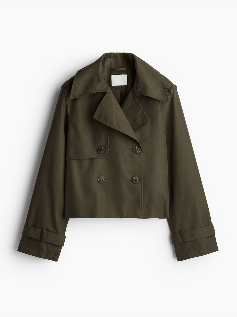 H&M Olive Cropped Double-Breasted Trench Coat